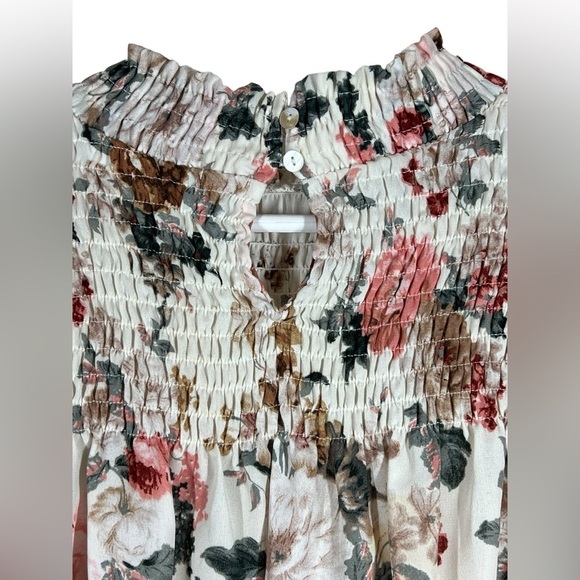 Labels Of Freedom Top Women's Size S Floral Smock Mock Neck Balloon Long Sleeve - Picture 10 of 11